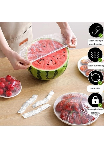 100 Adet Elastik Saklama Torbası - Tencere Bonesi Plastik Turuncu Diğer