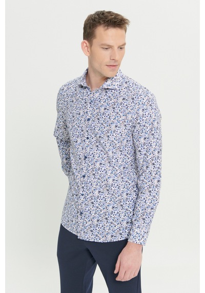 AC&Co / Altınyıldız Classics Erkek Beyaz Mavı Pamuklu Slim Fit Dar Kesim Büyük İtalyan Yaka Baskılı Gömlek Beyaz Mavı AC&Co / Altınyıldız Classics Erkek Beyaz Mavı Pamuklu Slim Fit Dar Kesim Büyük İtalyan Yaka Baskılı Gömlek Beyaz Mavı