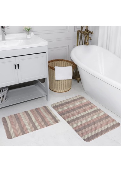 Rovigo Home Baskılı Kaymaz Taban 2 Li Banyo Paspas Takım Rvg5203-100X60-60X50 Çok Renkli
