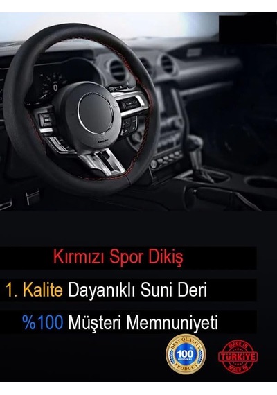 Honda İle Uyumlu Crv İçin Süper Deri Direksiyon Kılıfı, Dikmeli Kırmızı Spor Dikişli Diğer