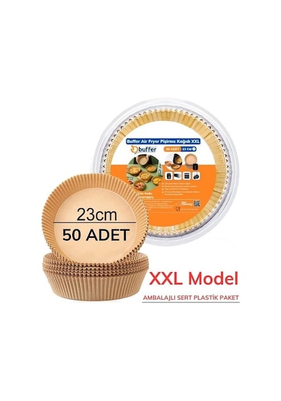 50 Adet 20 Cm Air Fryer Pişirme Kağıdı Tek Kullanımlık Yağ Geçirmez Yuvarlak Tabak Model Pvc