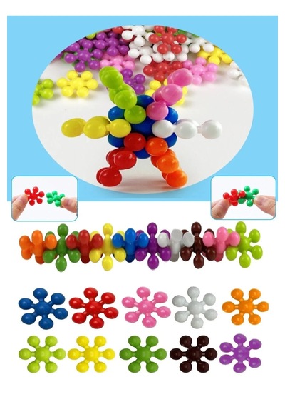 60 Parça Kar Tanesi Çiçek Molekül Kilitli Yapı Taşları Puzzle