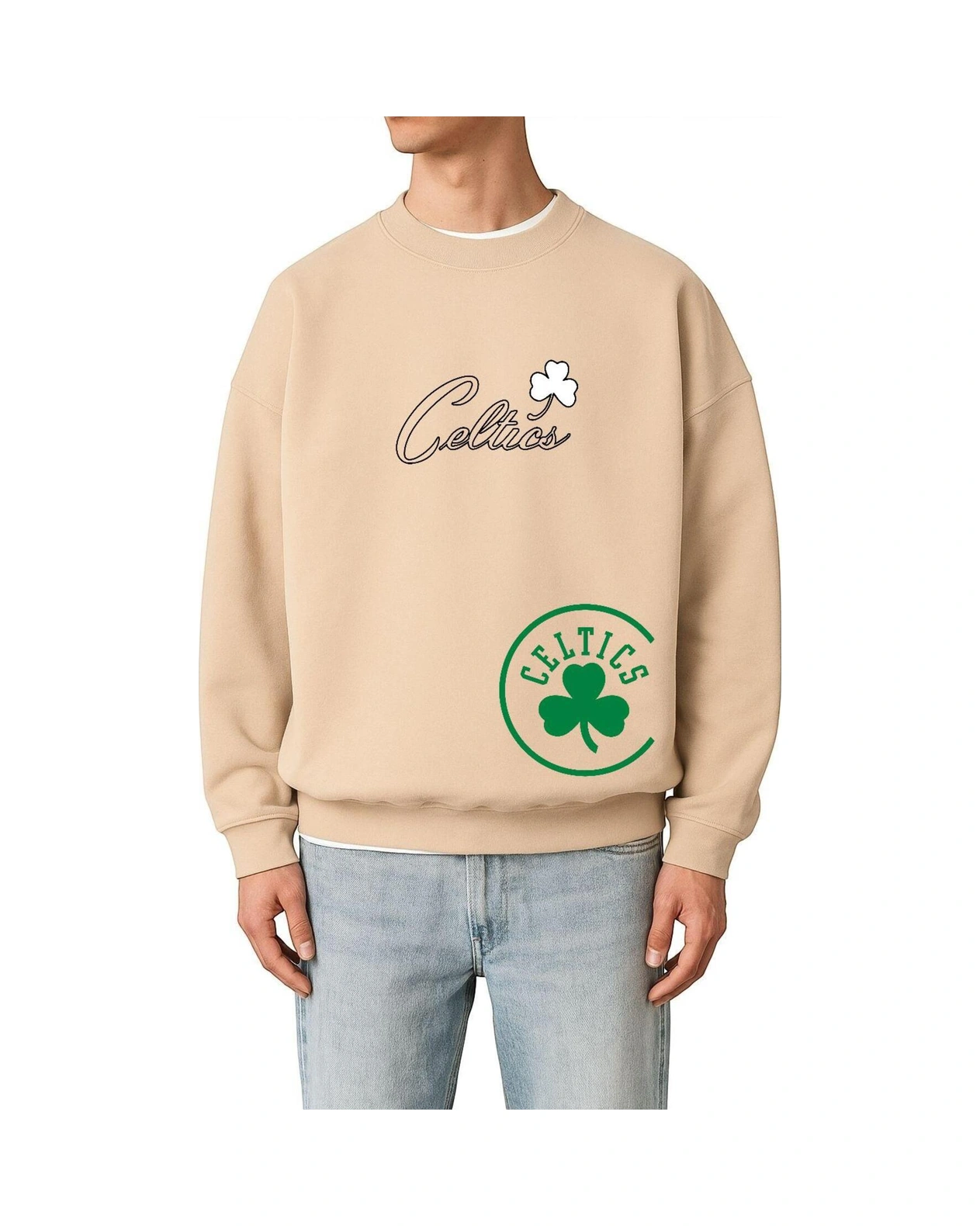 Celtıcs Baskılı Unisex Sweatshırt Bej