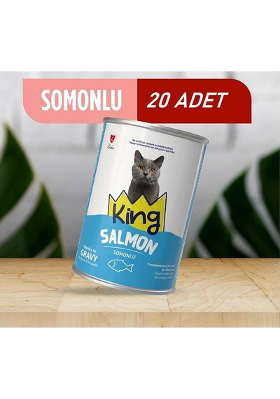 Sos İçerisinde Et Parçacıklı Somonlu Kedi Konservesi 400 Gr 20 Adet