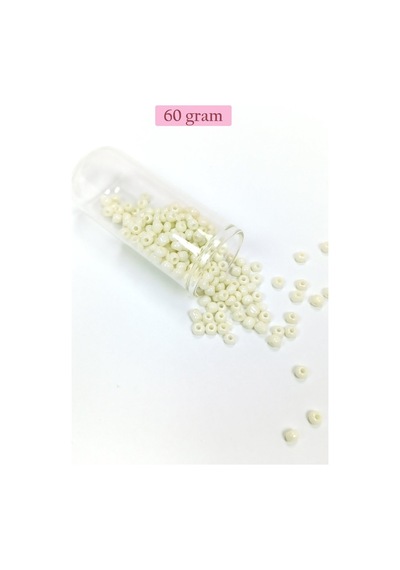 Dökme Cam Kum Boncuk Büyük Boy 6/0 4 Mm - 60 Gram - Krem - Bnc107 Diğer