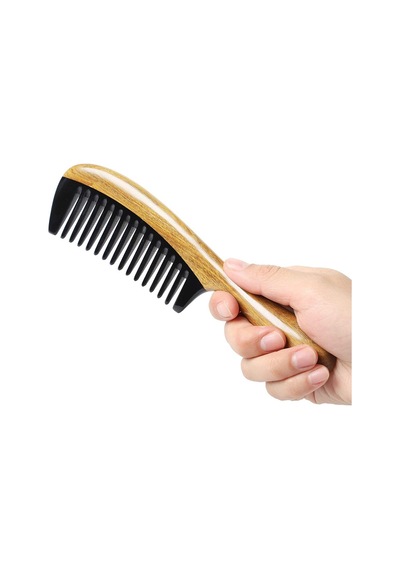 Sorendy Pelesenk Ağaç Kaplamalı Kemik Tarak 20 Cm At-105 Geniş Dişli Ahşap Saç Tarağı Doğal