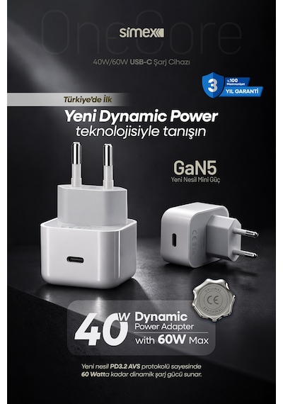 Apple iPhone Uyumlu 17 Pro Max 60w Pd Type-c Hızlı Şarj Adaptörü Dynamic Power 40w Apple iPad Air Şarj Başlığı Aleti
