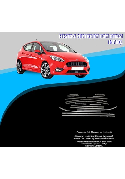 Ford Fiesta 2021 Sonrası Uyumlu Krom Cam Çerçevesi 16 Parça