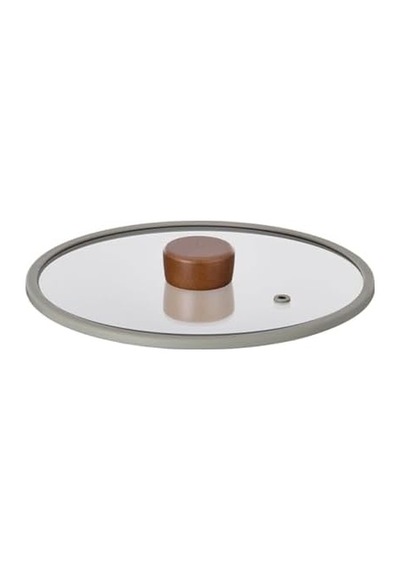 24cm Düz Silikon Çerçeveli Cam Kapak Gri 0