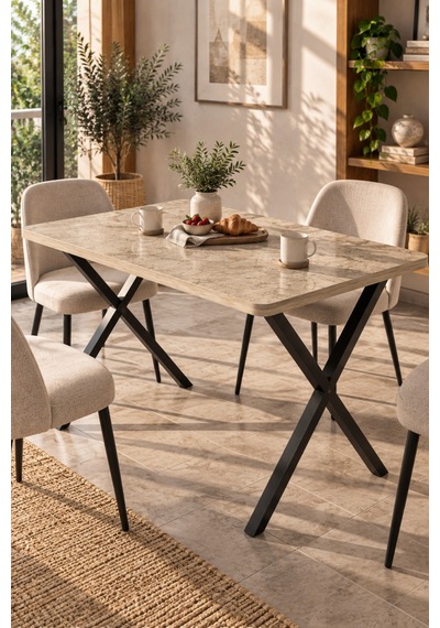 Sulorahome Modern Ahşap Görünümlü Mutfak Ve Yemek Masası 110x70 Cm Ahşap Desenli