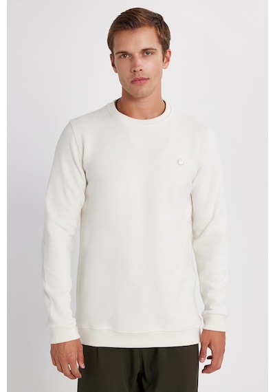 Tudors Erkek Slim Fit Dar Kesim Pamuklu Selanik Kumaş Bisiklet Yaka Ekru Sweatshirt-35780 Ekru Tudors Erkek Slim Fit Dar Kesim Pamuklu Selanik Kumaş Bisiklet Yaka Ekru Sweatshirt-35780 Ekru