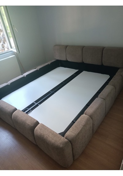 Most Oktagon Bazalı Mdf Karyola 180x200 Kahve Bukle Kumaş İşbir Kuştüyü Sünger Evinize Teslim 180 x 200