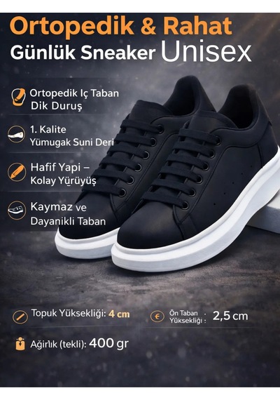 Santa Monica Siyah Spor Ayakkabı Hafif, Nefes Alabilen Günlük Yürüyüş Sneaker Siyah - Siyah