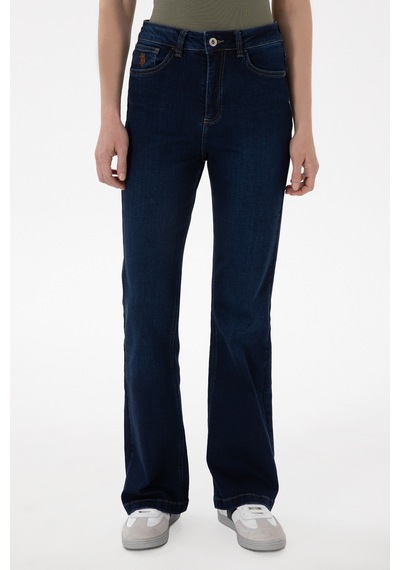 U.S. Polo Assn. Kadın Koyu Mavi Slim Flare Fit Jean Pantolon 50308349-DN0023