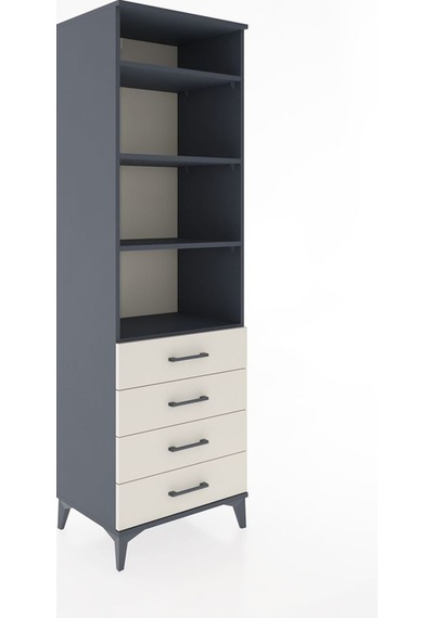 Hyperion Dolap 4 Raflı 4 Çekmeceli 60x44x195 Antrasit-aytaşı Antrasit