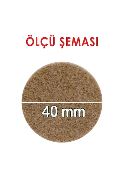 Yapışkanlı Yuvarlak Keçe Masa Sandalye Parke Zemin Ayak Koruyucu Kaydırmaz Keçesi 40 Mm 12'li Paket Kahverengi