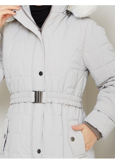 Eslemnur Nova Kumaş Şişme Mont 100cm Krem