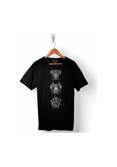 3 Üç Maymun Görmedim Duymadım Bilmiyorum Baskılı Tişört Unisex T-shirt 001