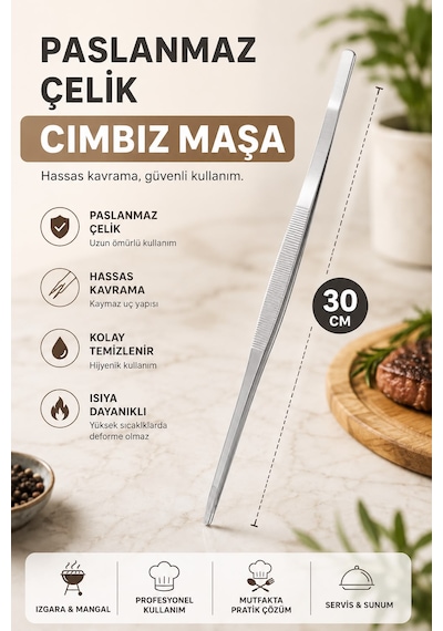 Miora Home Masterchef Pratik Cımbız Maşa Pişirme Cımbızı 30 Cm Profesyonel Şef Cımbız Maşası