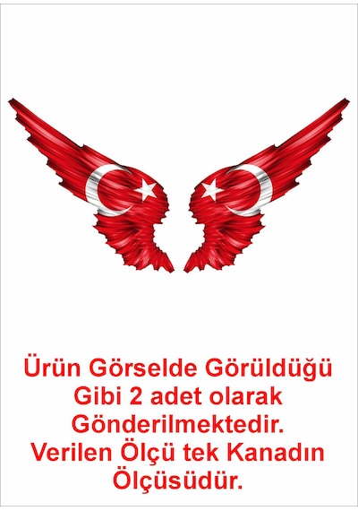 Kanatlı Türk Bayrağı - Ay Yıldız - Türk Sticker -araba - Oto - Motosiklet -karavan Sticker Etiket 00002 15x15 Cm
