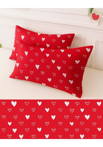 Lionas Desenli Pamuklu Kalpli Desen Yastık Kılıfı 2 Adet 50 X 70 Cm Kırmızı