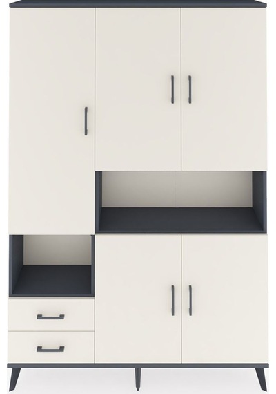 Arges Dolap 10 Raflı 2 Çekmeceli 5 Kapaklı 132x30x195 Antrasit-aytaşı/aytaşı Aytası/aytası