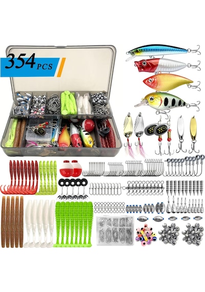 Valkyrie 354 Parça Balık Olta İğne Yem Seti Rapala Kurşun İğne Silikon Kaşık Çantalı Komple Set
