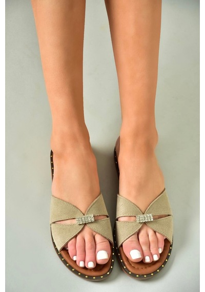 Fox Shoes U291290002 Bej Süet Kadın Terlik Bej-süet Çok Renkli