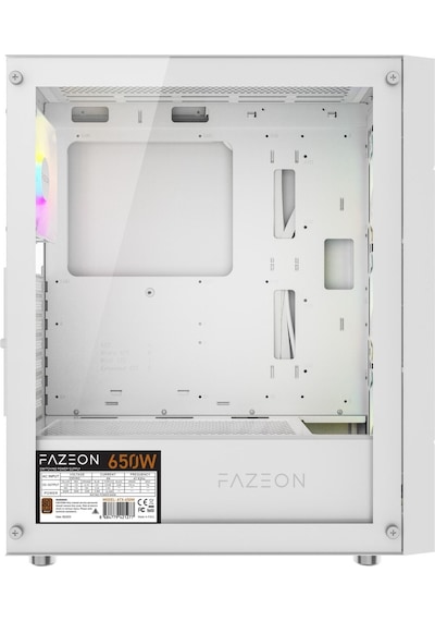 Fazeon F11 650w 80+ Bronze Mesh Rgb 4x120mm Fanlı Atx Beyaz Gamıng Kasa