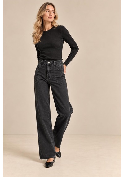 Alexandergardi Yüksek Bel Wide Leg Jean siyah