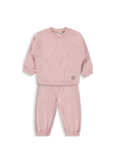 Civil Baby Kız Bebek Düz Basic Kalpli 6-18 Ay Takım - Pembe Pudra Pembesi