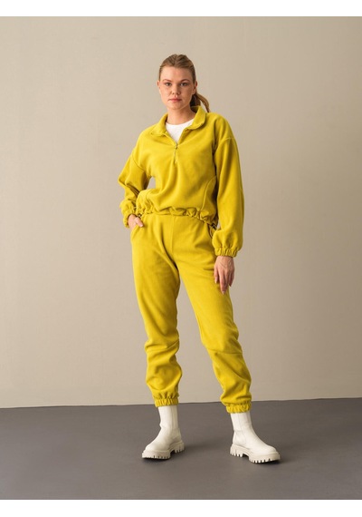 Xint Sarı Oversize Dik Yaka Polar Sweatshirt 400520