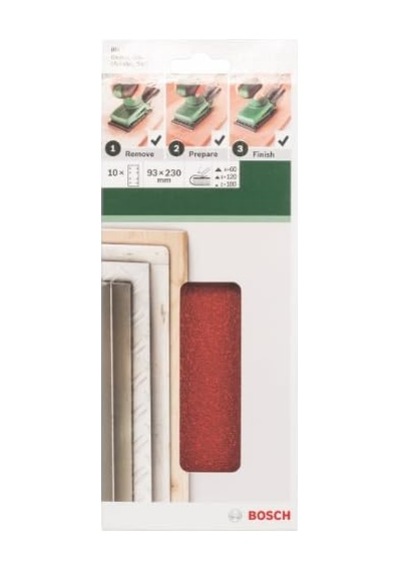 10 Parçalı Zımpara Kağıdı Seti Farklı Malzemeler İçin, 93 X 230 Mm, Granülasyon 60/120/180