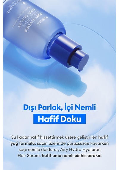Hyalüronik Asit İle Nemlendiren Pürüzsüzleştirici Saç Serumu Kundal Airy Volume Hyaluron Serum