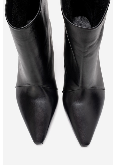 Luvishoes Amara Siyah Cilt Hakiki Deri Kadın Kısa Topuklu Bot Siyah