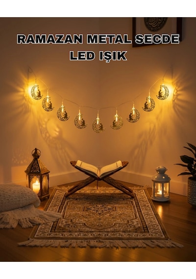 Hubrendy Tekno Ay Ve Secde Tasarımlı Sıcak Beyaz Led Ramazan Işığı