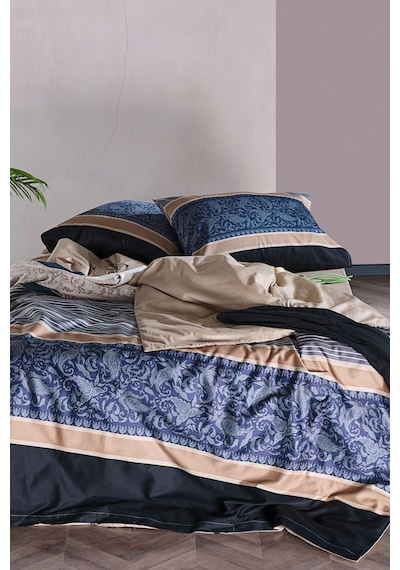 Doqu Home Saten Nevresim Takımı Clair Çift Kişilik - Bej Çok Renkli