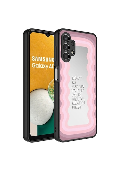 Samsung Uyumlu Galaxy A13 4g Kılıf Aynalı Desenli Kamera Korumalı Parlak Zore Mirror Kapak Ayna