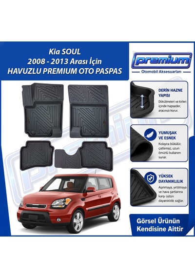 Kia Soul Paspas Araca Özel 2008 - 2013 Derin Havuzlu Premium Oto Paspas