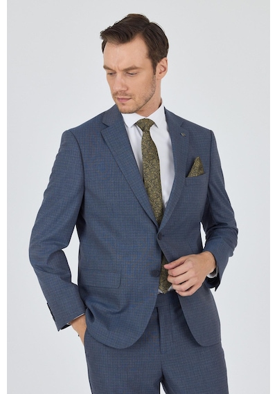İmza Mavi Mono Yaka Esnek 6 Drop Comfort Fit Classic Takım Elbise 1001250104 Mavi