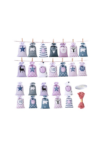 Saten Drawstring Noel Advent Takvimler Çanta - Çocuk  Sarma Atıştırmalık Keseleri Çok Renkli Standart