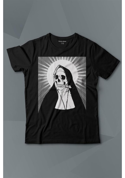 Kendim Seçtim Skull Rahibe Kuru Kafa Gothic Dark Baskılı Tişört Çocuk T-shirt 001
