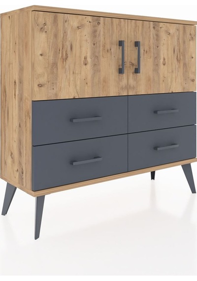 Arges Şifonyer 2 Raflı 4 Çekmeceli 2 Kapaklı 88x30x80 Çam-çam/antrasit Çam/antrasit Arges Şifonyer 2 Raflı 4 Çekmeceli 2 Kapaklı 88x30x80 Çam-çam/antrasit Çam/antrasit