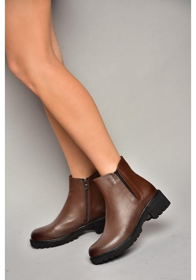 Fox Shoes J654011903 Kahverengi Hakiki Deri Kadın Bot Kahverengi