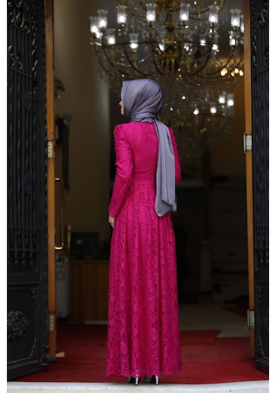 İbrahim Burak Etiler Collection Ahunisa Henna Abiye Fuşya 5646
