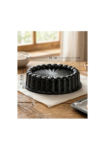 Granit Döküm Tart / Turta Kalıbı Kek Kalıbı 26 Cm Siyah