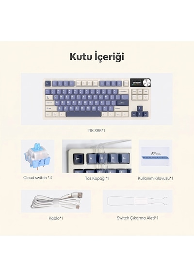 Royal Kludge Rk S85 Lcd Ekranlı Kablosuz Mekanik Oyuncu Klavyesi