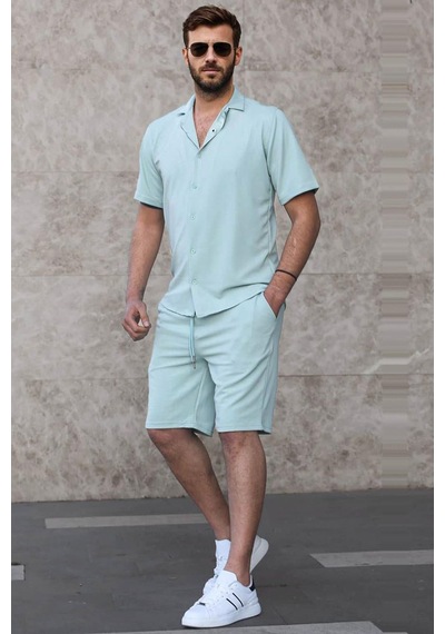 Madmext Mint Yeşili Basic Erkek Gömlek Takımı 5918