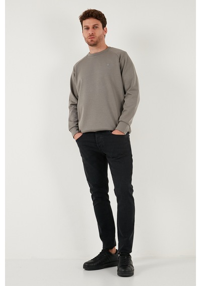 Buratti Streç Pamuklu Relaxed Fit Bisiklet Yaka 2'Li Paket Erkek Sweat 5901210S2 Açık Haki-Haki