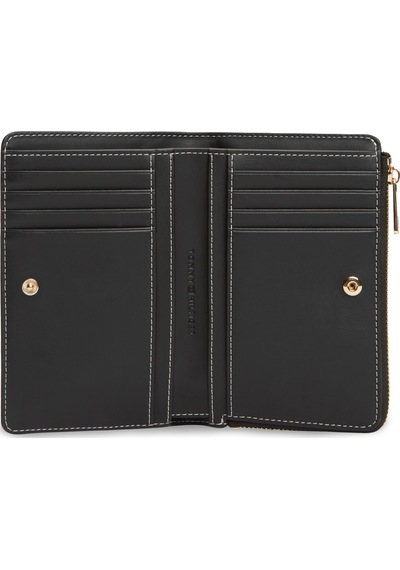 Tommy Hilfiger Th Icon Bıfold Wallet Monoplay Kadın Siyah Cüzdan - Aw0aw18594